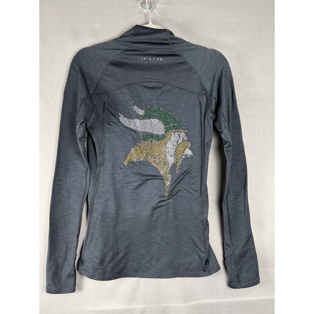 Under Armour NFL Minnesota Vikings Top Womens Small Grey Rhinestone 1/4 Zip